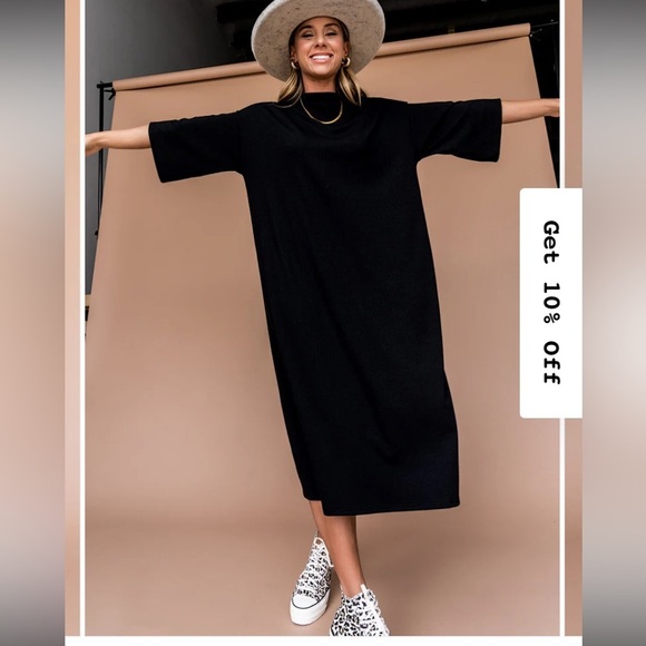 Dressed in LALA Dresses & Skirts - Ozzy ribbed Dress in Black Midi Dress dressed in Lala XL casual nwot spring boho